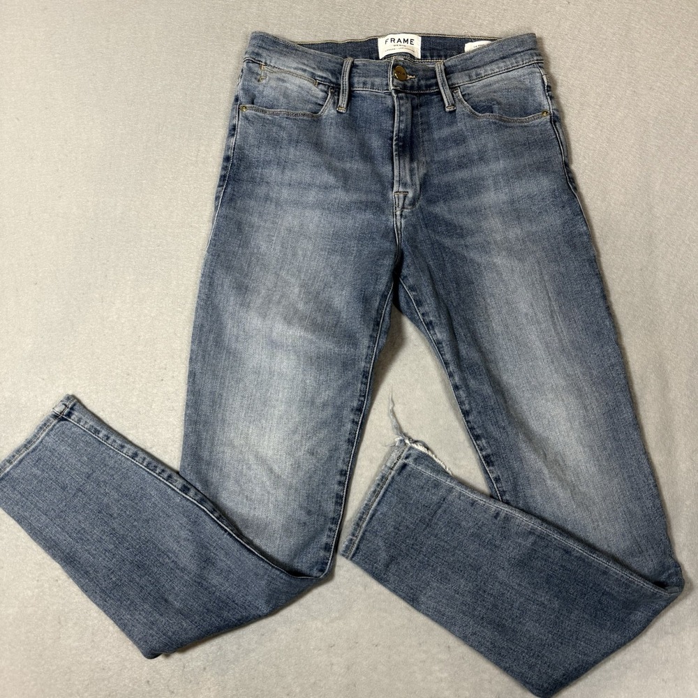 Frame Denim Le High Skinny Jeans Womens 27 Ankle Cut Out Medium Wash Luxury